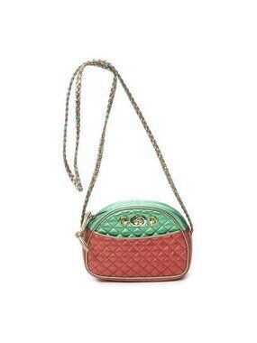 Gucci Trapuntata Mini Camera Crossbody Red Green Matelasse Calfskin